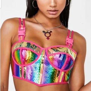 PRISMATIC EMPRESS HOLOGRAM BUSTIER